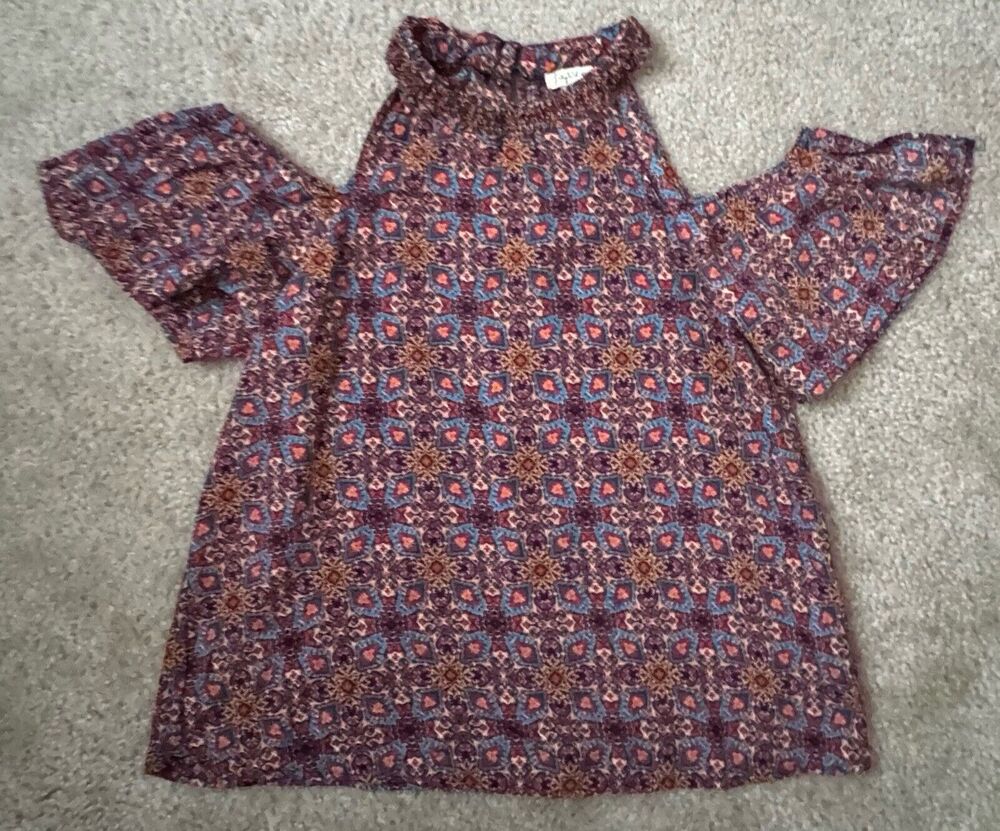 Lily White Flowy Open Shoulder Flutter Sleeve Blouse Women’s Size XS